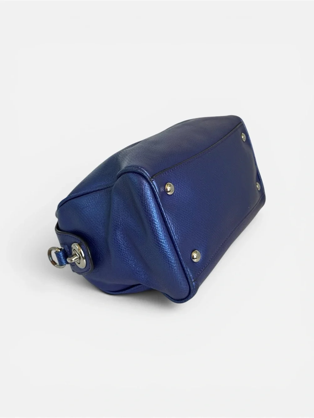 Coach Metallic Indigo Leather Satchel with Detachable Strap